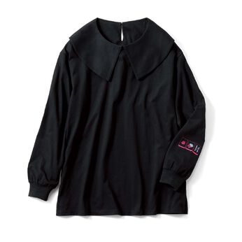 Real Stock | 大きめ衿カットソートップス麻雀刺繍ＢＫ