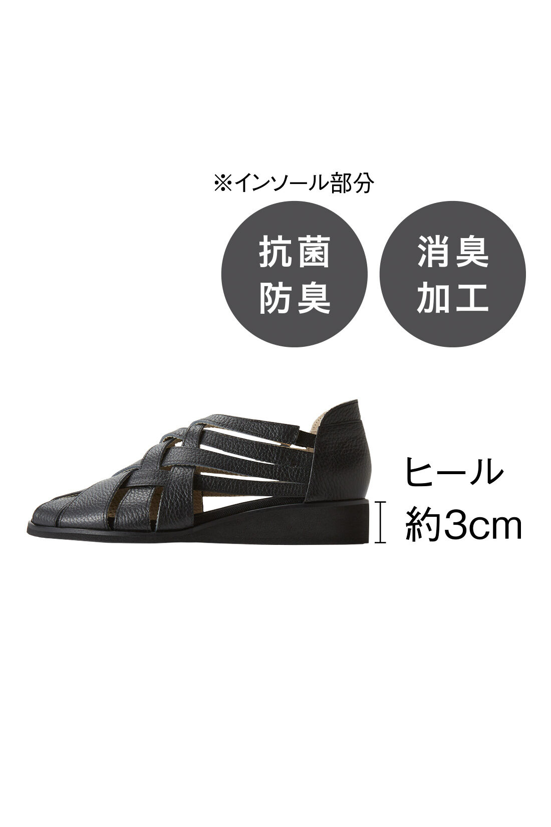 Real Stock|気になる部分をきれいに隠してくれる イタリアンレザー 国産メッシュサンダル〈ブラック〉