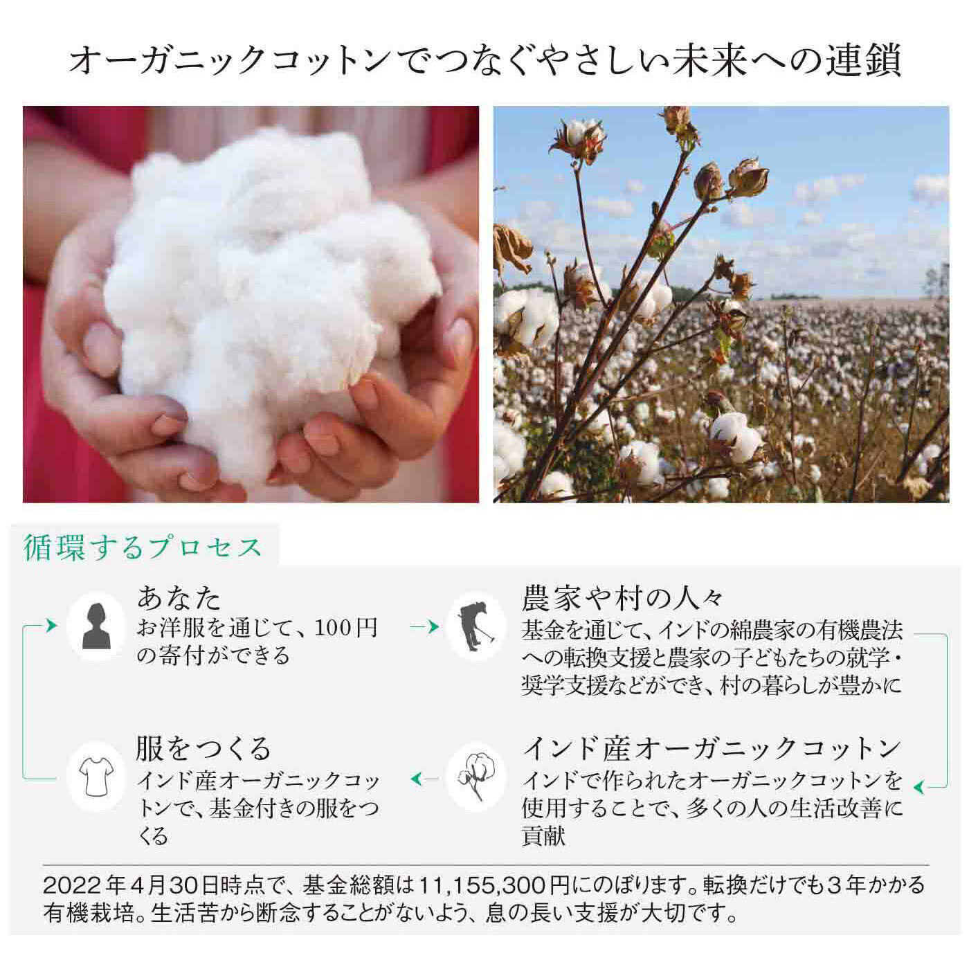 Real Stock|Live love cotton（R）プロジェクト　el:ment　オーガニックコットン100％　日本の伝統色を愉（たの）しむ　きれい見えトップス〈桑色（くわいろ）〉