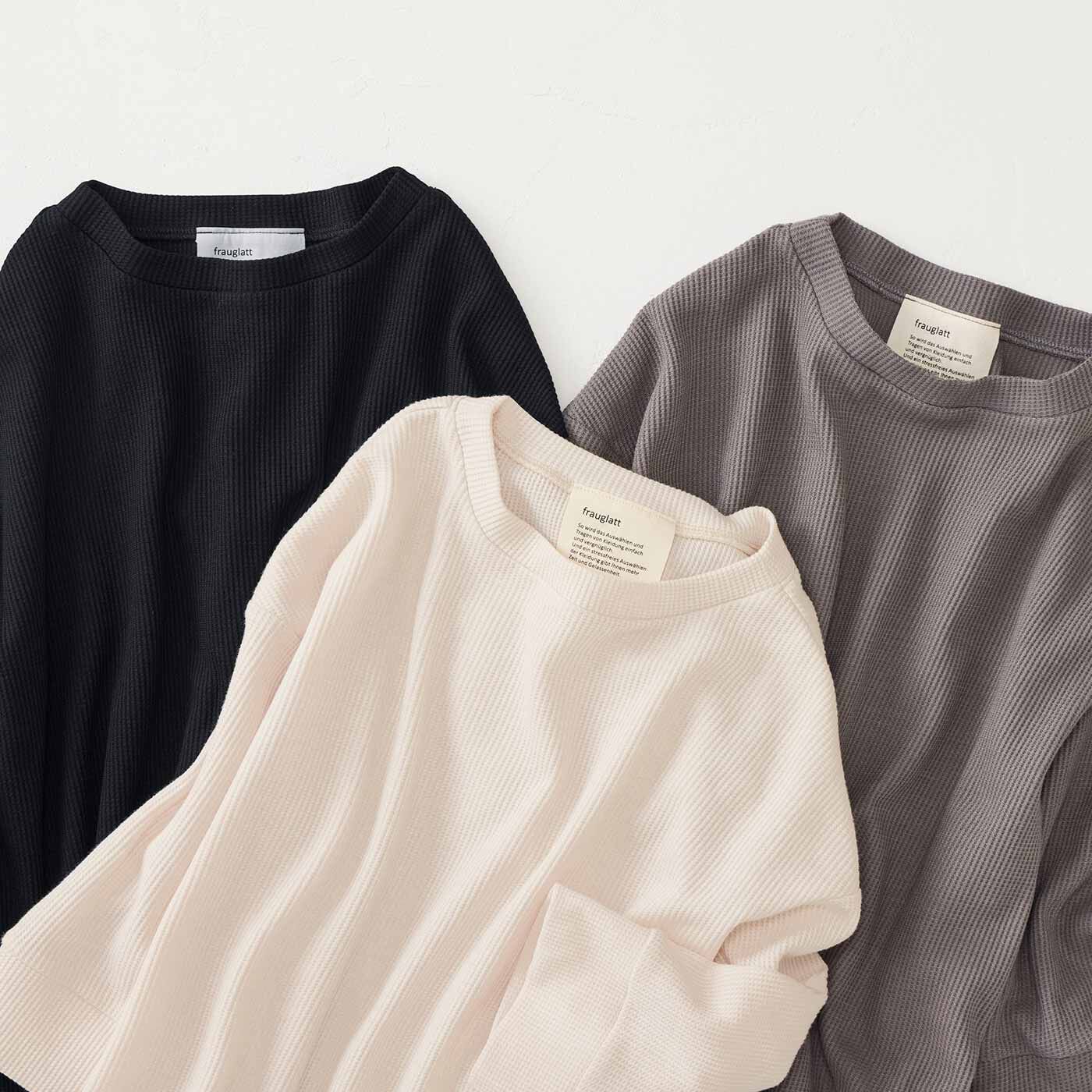 Real Stock|フラウグラット 伸びやからくちん♪ 着心地さらりのきれいめワッフルチュニック〈アイボリー〉|【肌にさらさら ワッフル素材】着まわしやすいベーシックカラーです。