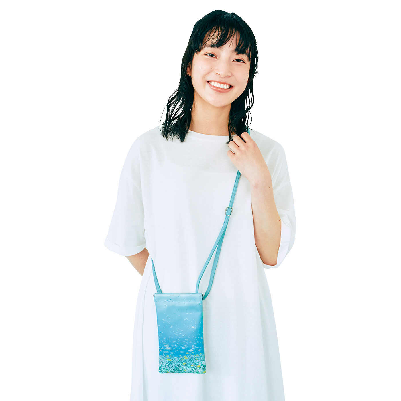 Real Stock|海とかもめ部　小さな海をたずさえてお出かけ バネ口スマホポシェット〈海中の楽園〉
