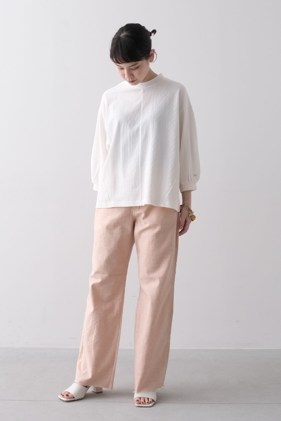 Real Stock|MEDE19F 〈SELECT〉 Lee カラーブラウス|2：ホワイト　モデル身長：157cm