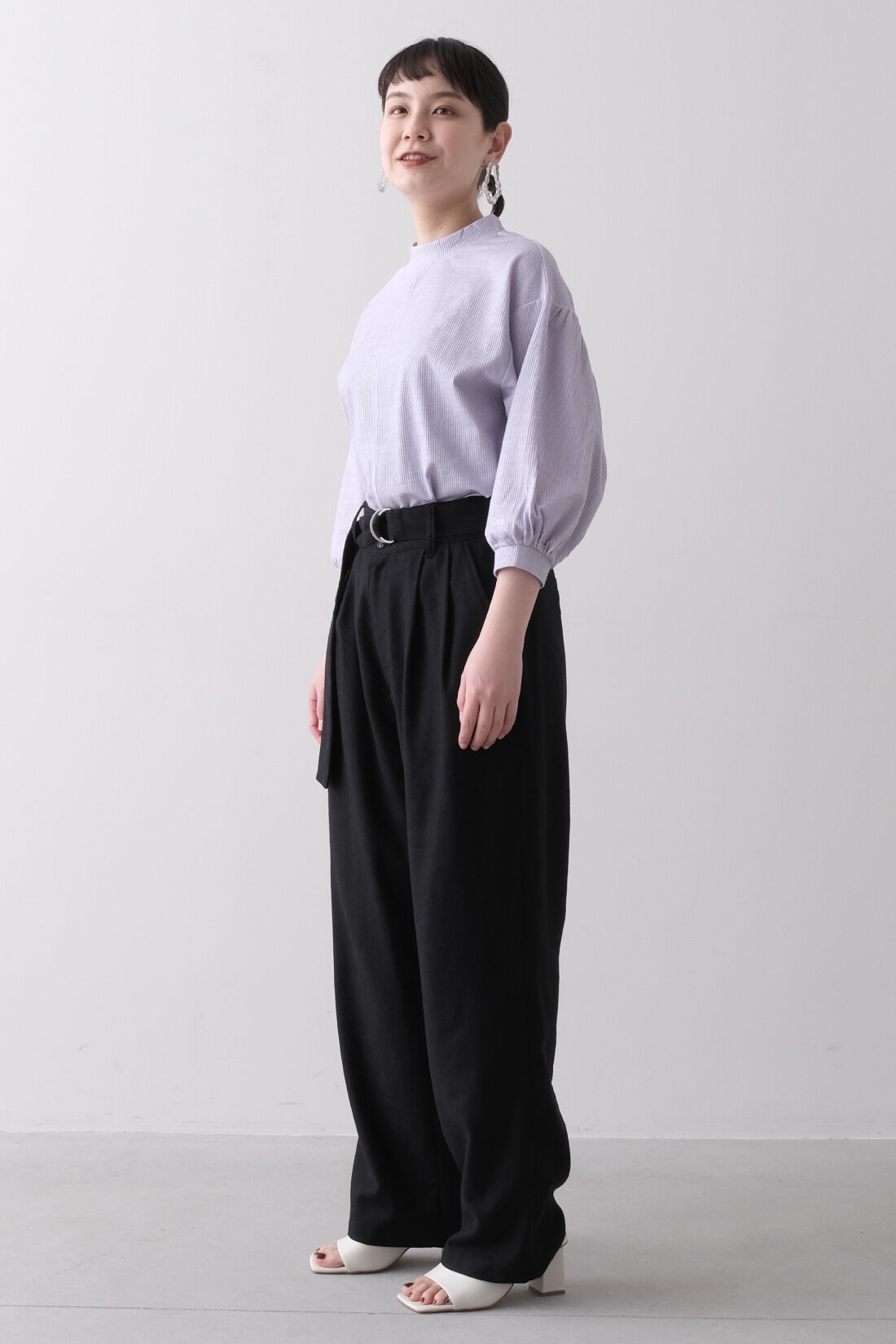 Real Stock|MEDE19F 〈SELECT〉 Lee カラーブラウス|1：パープル　モデル身長：157cm