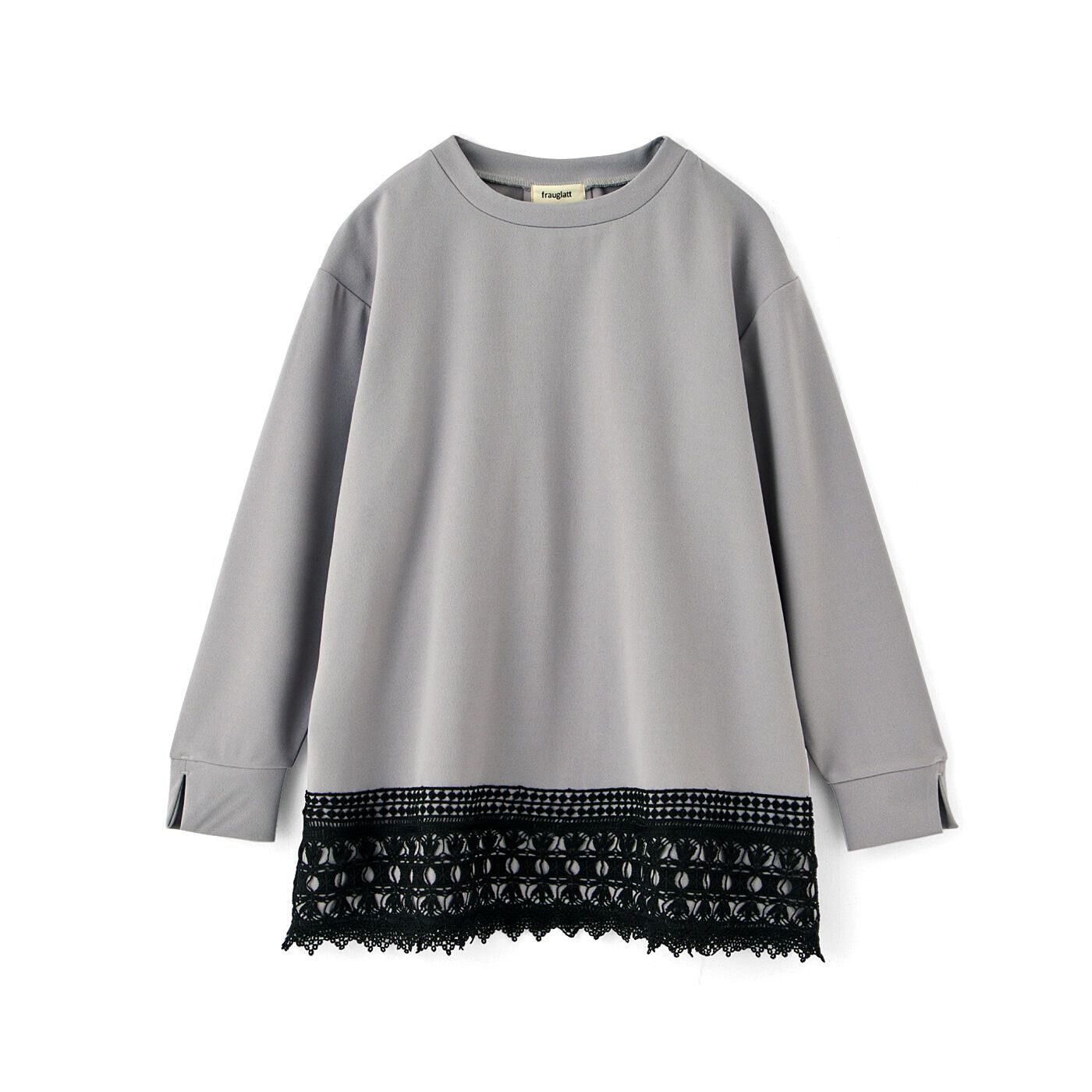 Real Stock|フラウグラット　パッと華やかさをプラスする♪　すそレースひらりトップス〈グレー〉|〈グレー〉