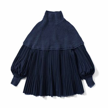 Real Stock | ニットとプリーツドッキングブラウスＮＶリブイン