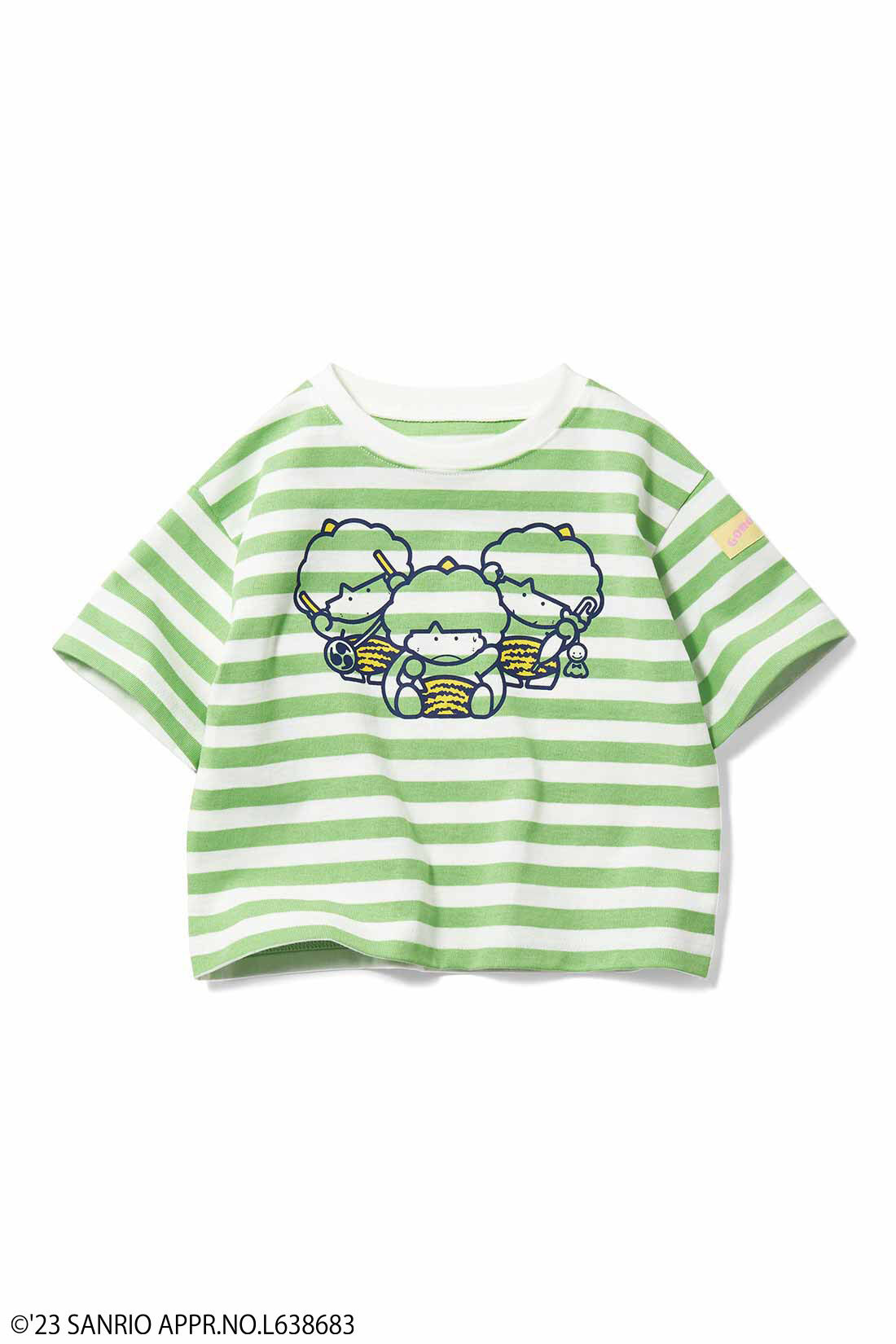 Real Stock|サンリオキャラクターコラボ　カラーボーダーのＴシャツ〈キッズ〉〈ゴロピカドン〉|ゴロピカドン