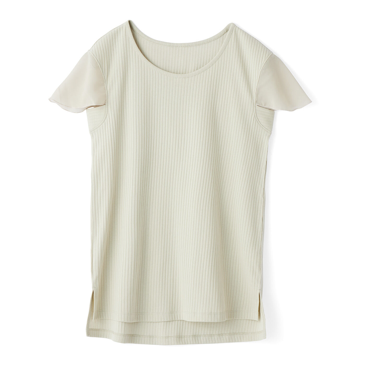 Real Stock|肩肉腰肉をなかったことに　ふわり袖付きワイドリブインナー〈３Ｌ～６Ｌ〉〈ライトグレージュ〉|〈ライトグレージュ〉