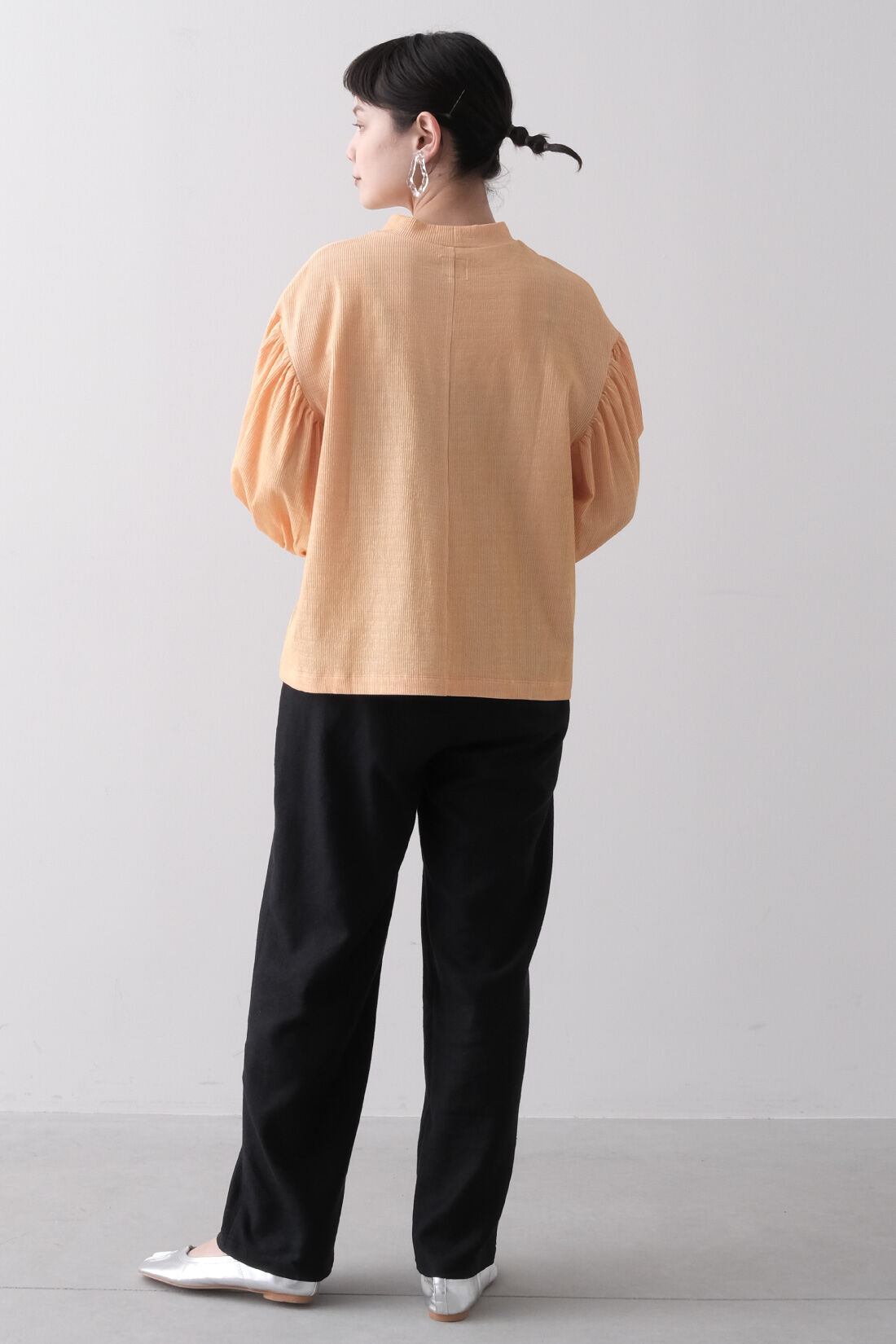 Real Stock|MEDE19F 〈SELECT〉 Lee カラーブラウス|3：オレンジ　モデル身長：157cm