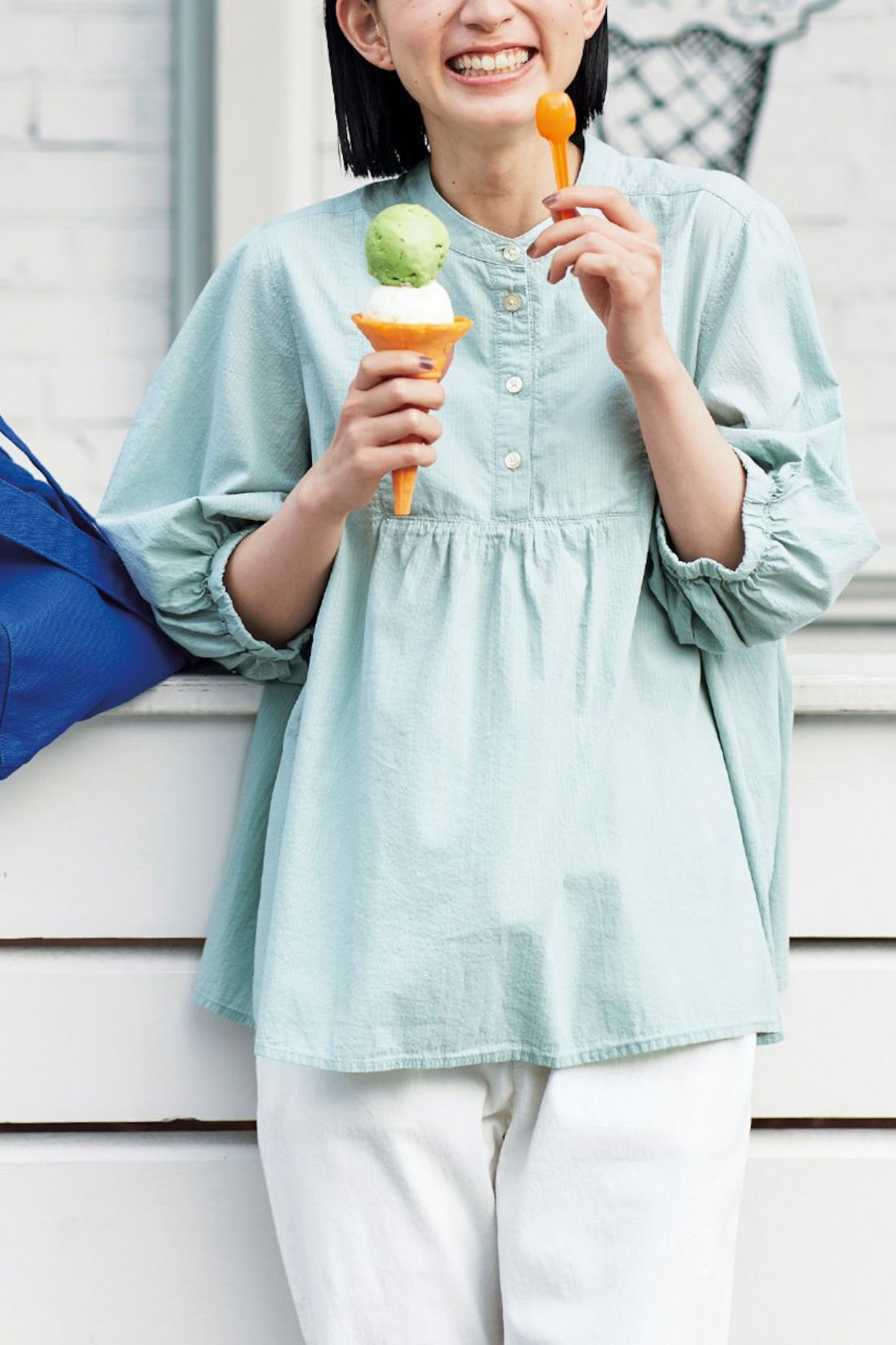 Sunny clouds so-co|サニークラウズ　シャーベットカラーのブラウス〈レディース〉マスカット