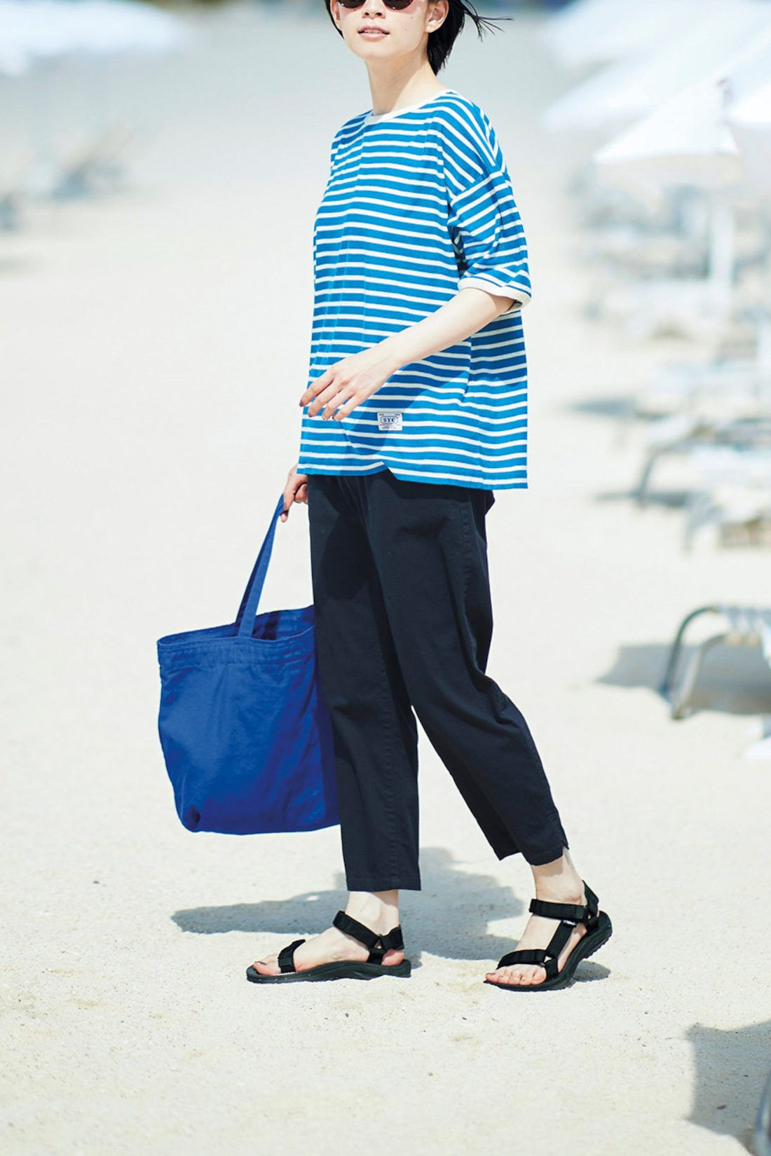 Sunny clouds so-co|サニークラウズ　浜辺のボーダーTシャツ〈レディース〉
