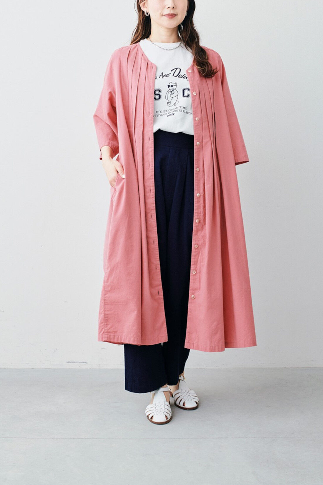 Sunny clouds so-co|サニークラウズ　アイス好きなTシャツ〈レディース〉〈白〉|モデル身長：161cm　着用サイズ：M