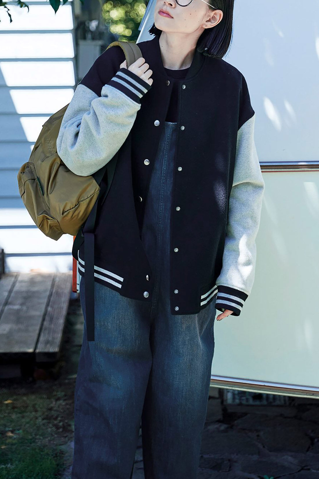 Sunny clouds so-co|サニークラウズ　幾つになってもスタジャン＜レディース＞黒✕グレー杢