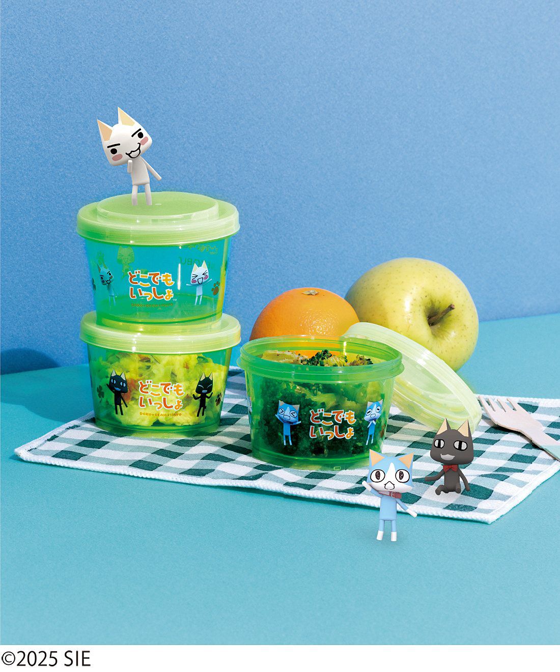 フェリシモメリー|どこでもいっしょ×猫部　食卓にもお弁当にも トロたちのスタッキング３連保存容器