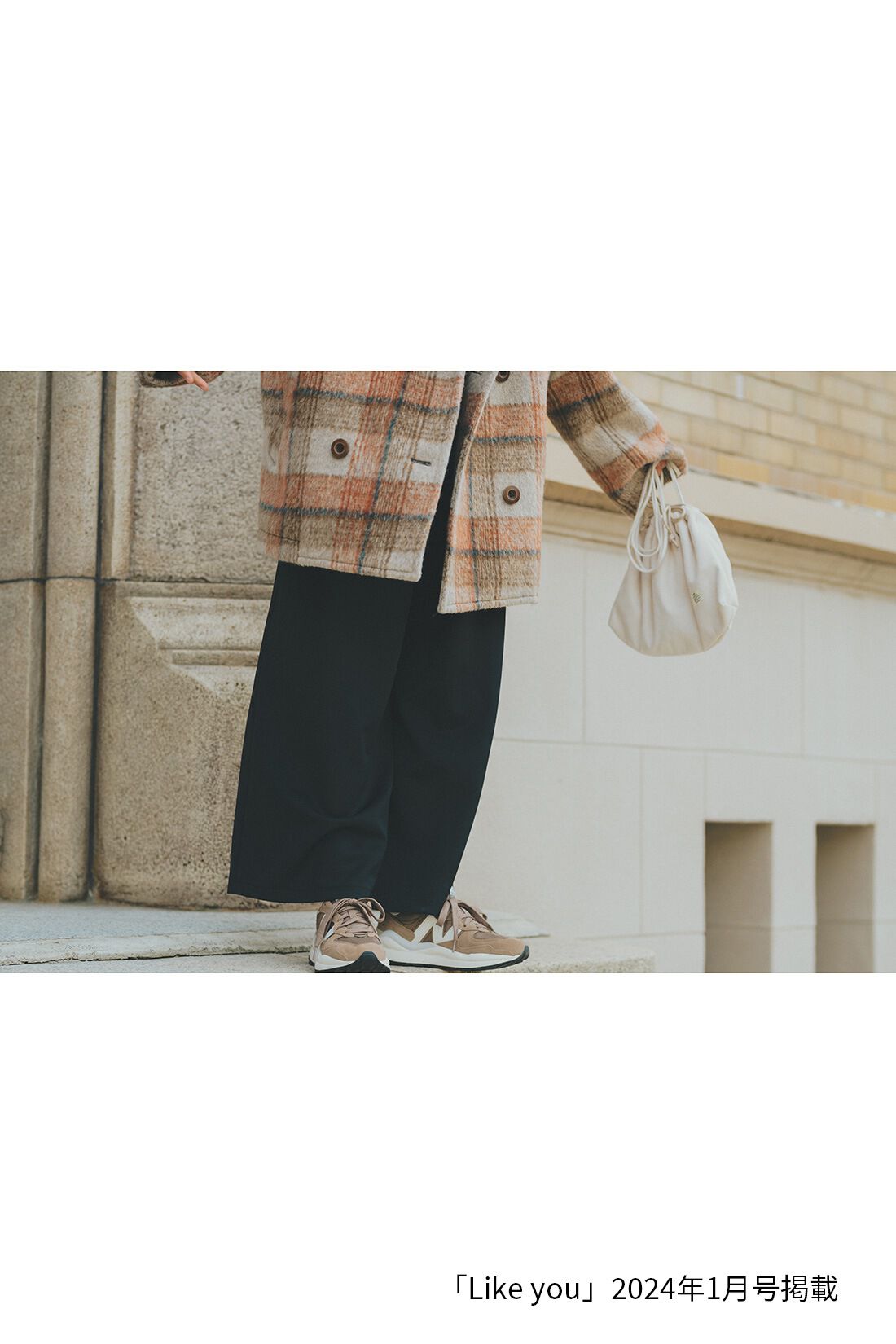 MEDE19F|ａｎｄ　ｍｙｅｒａフェイクスエードの巾着バッグのコーディネート