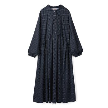 フェリシモコレクション | フェリシモプチ ロング丈 すっきり見え ドット ワンピース〈ネイビー〉