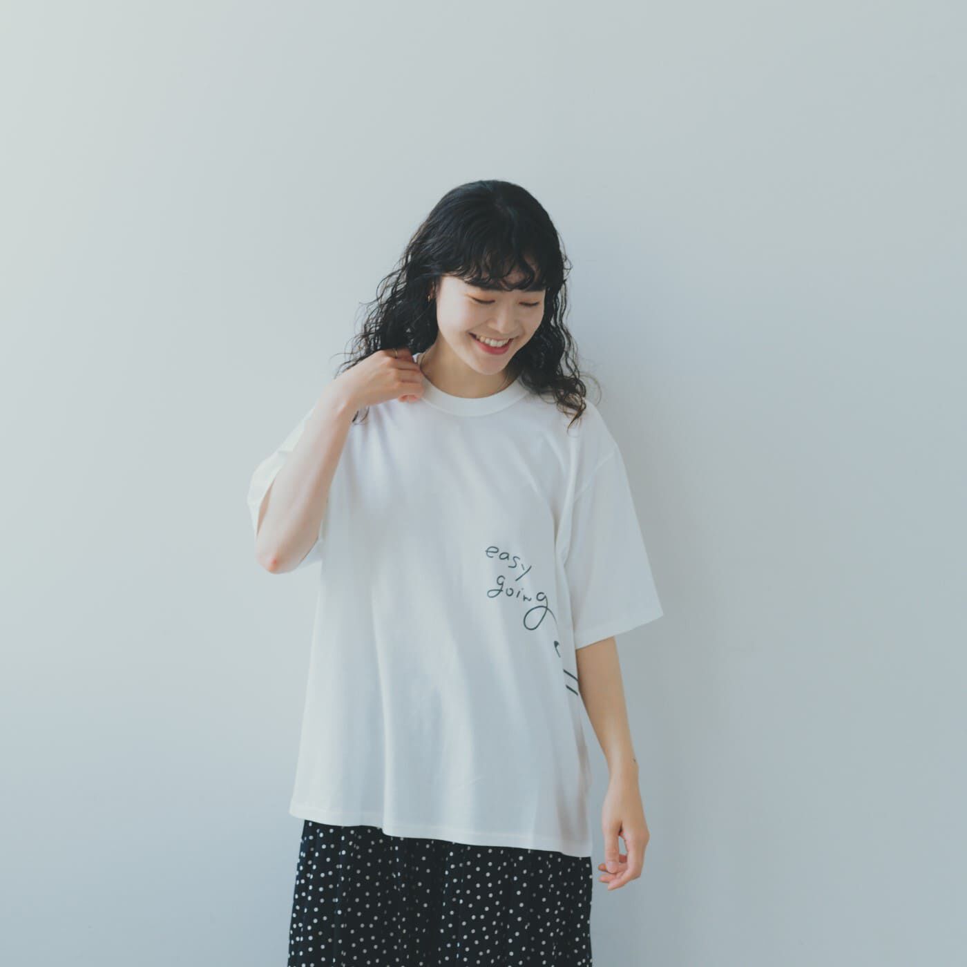 フェリシモコレクション|HATSKI for このごろ　おおらかにいこうTシャツ|モデル身長／163cm　着用サイズ／０