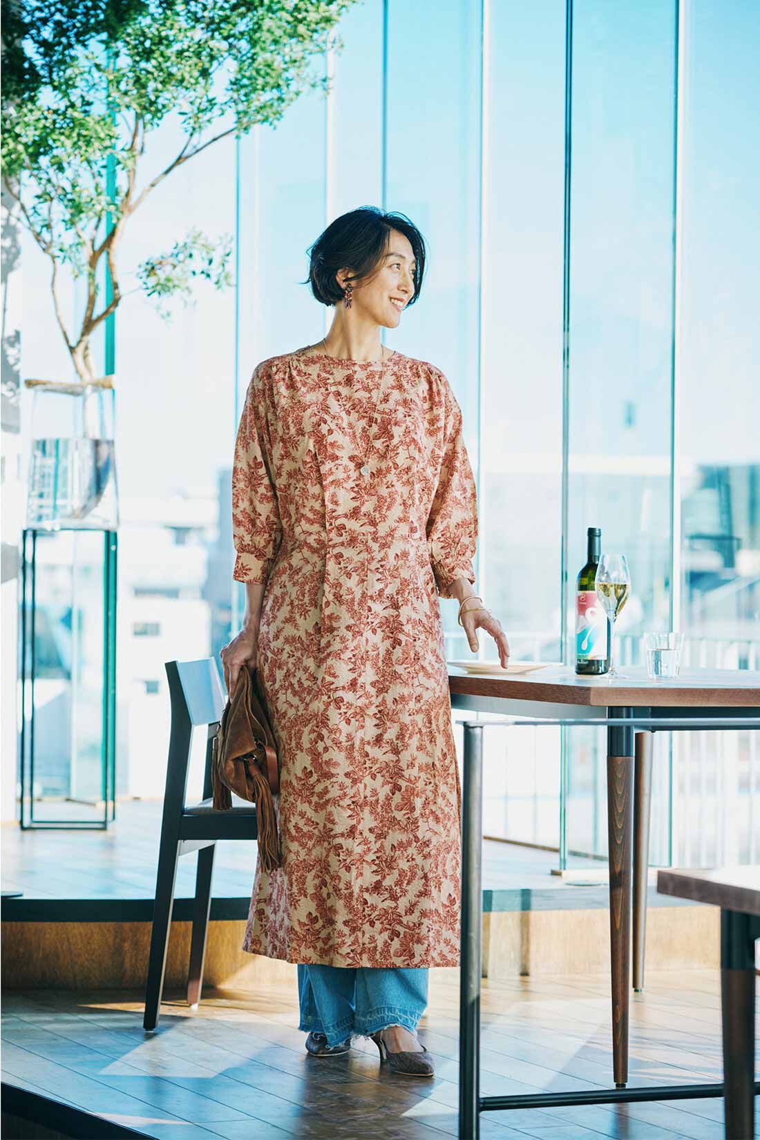 フェリシモコレクション|凛と輝く自由をまとう 色ここちのいい ときめきワンピースの会（3回エントリー）|モデル身長：161cm　着用サイズ：M