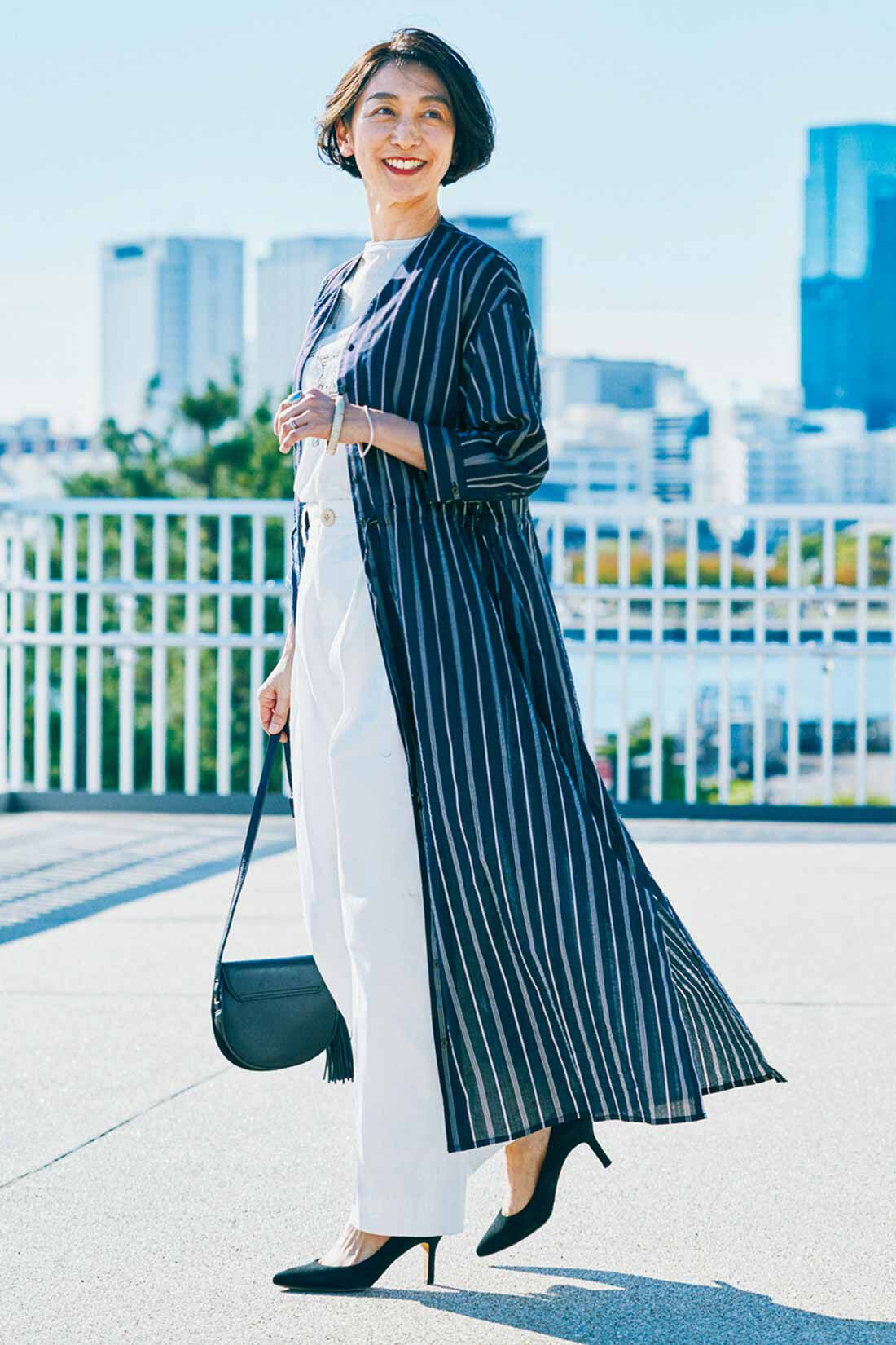 フェリシモコレクション|凛と輝く自由をまとう 色ここちのいい ときめきワンピースの会（3回エントリー）|モデル身長：161cm　着用サイズ：M