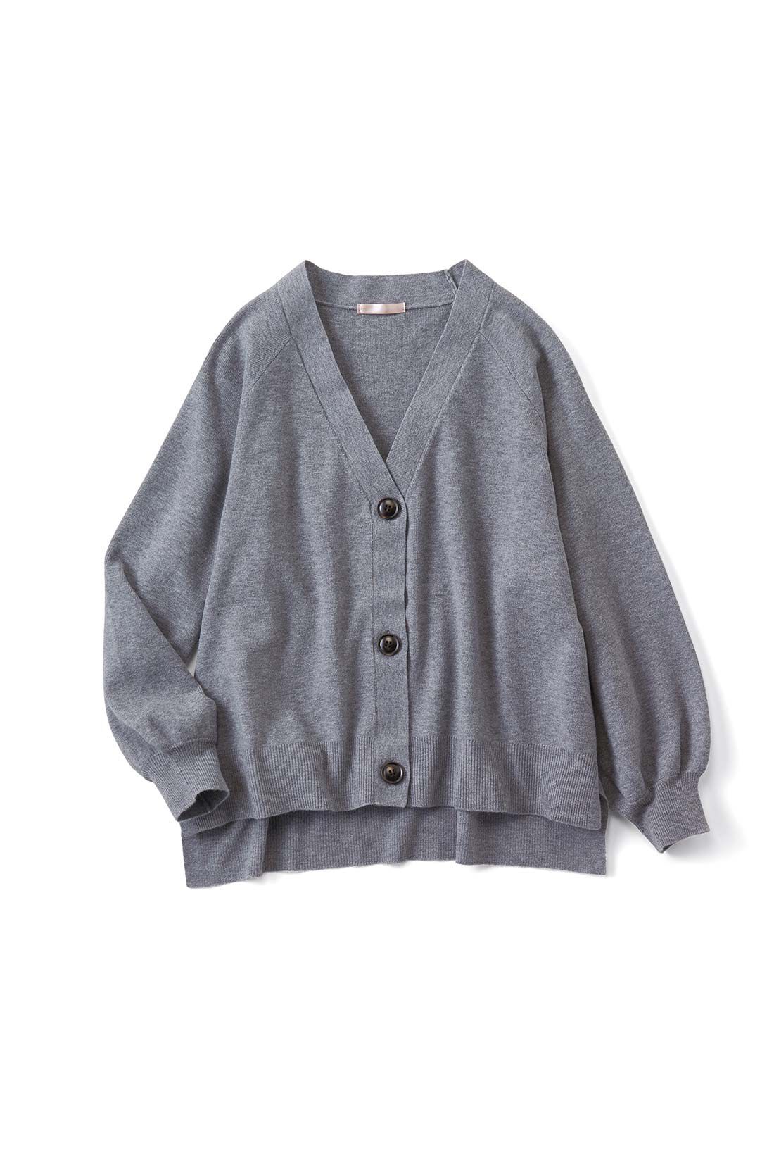 フェリシモコレクション|フェリシモプチ【低身長×多サイズ展開】ウエストアウトで好バランスに着られるニットカーディガン|グレー