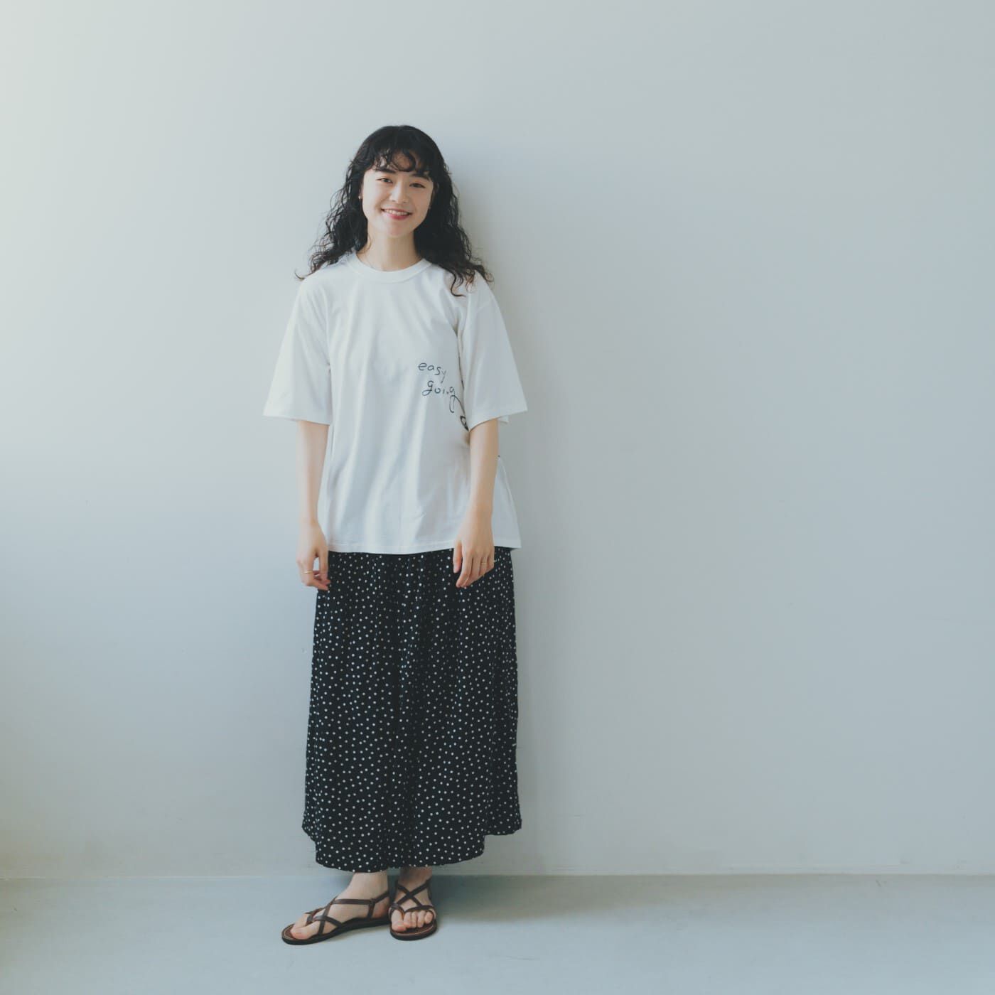 フェリシモコレクション|HATSKI for このごろ　おおらかにいこうTシャツ|モデル身長／163cm　着用サイズ／０