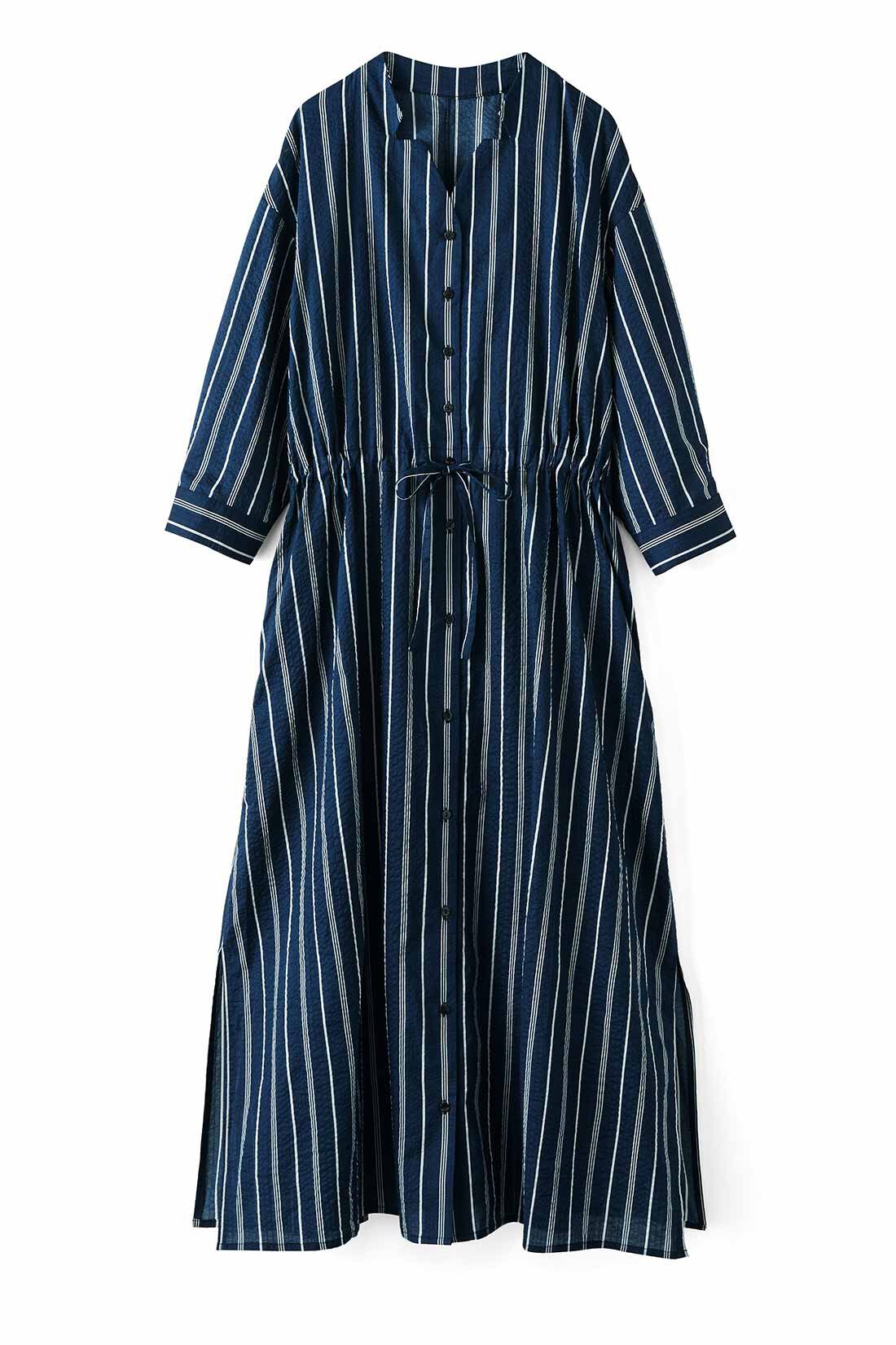 フェリシモコレクション|凛と輝く自由をまとう 色ここちのいい ときめきワンピースの会（3回エントリー）|「FOCUS」ネイビー×ストライプ