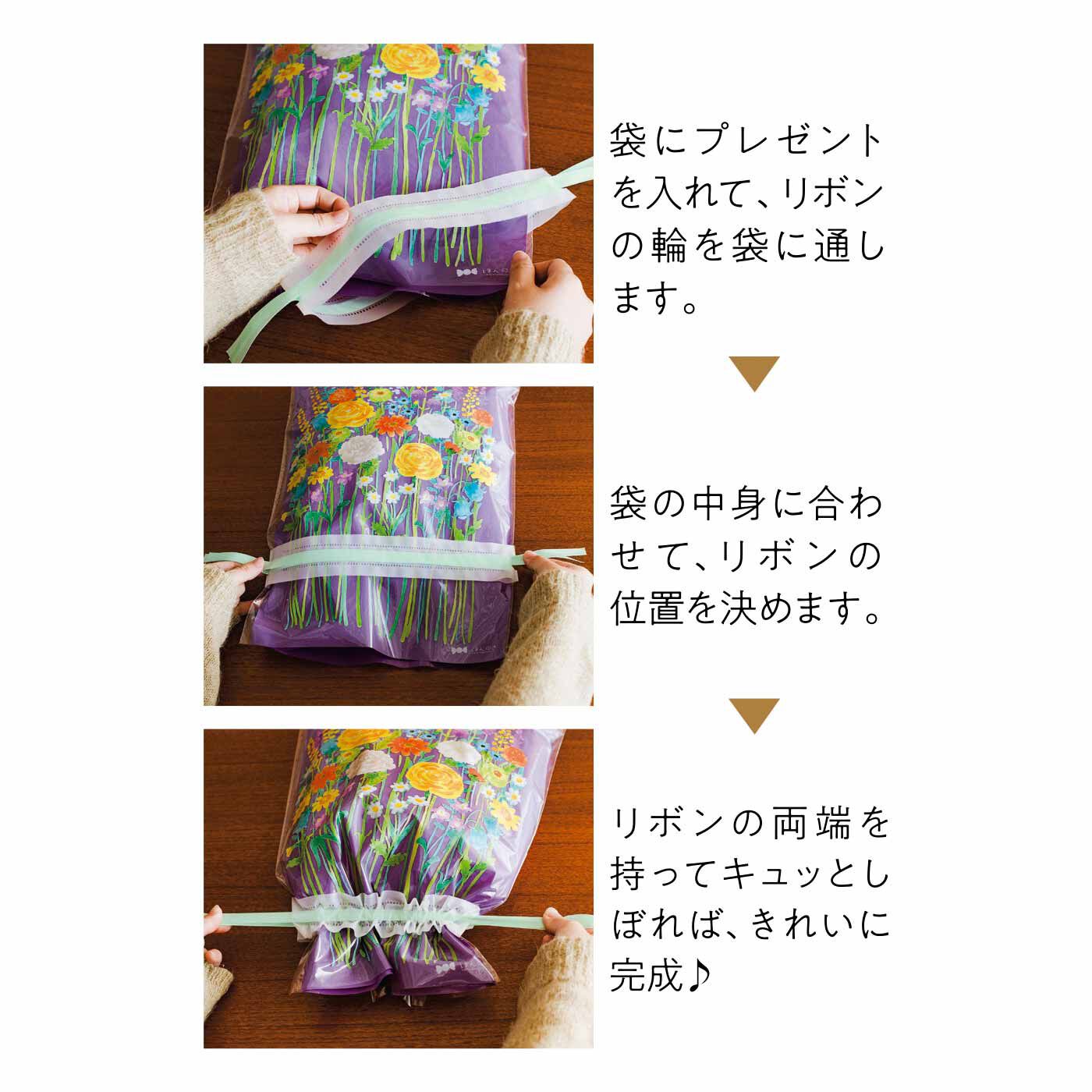 フェリシモコレクション|ほんのき　あの人に花束を贈ろう　ビビッドカラーなブーケになるギフトラッピング袋　両腕にあふれる大きなブーケ　Lサイズ