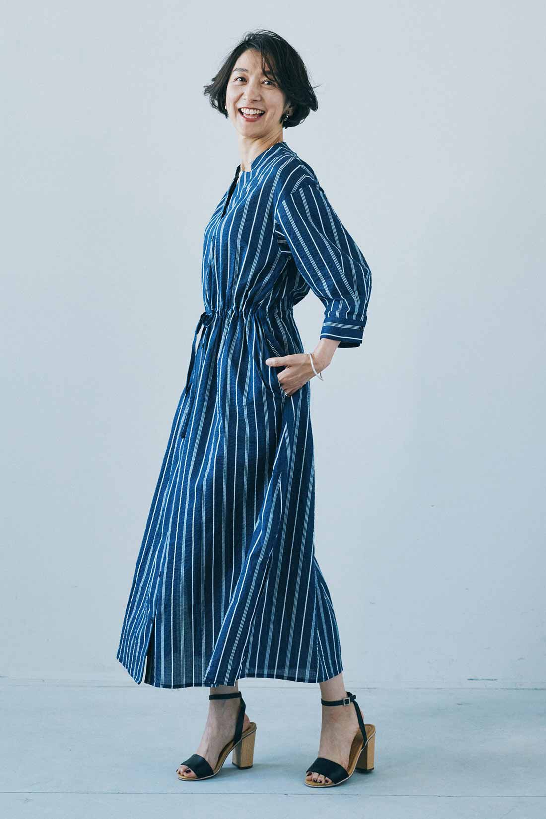 フェリシモコレクション|凛と輝く自由をまとう 色ここちのいい ときめきワンピースの会（3回エントリー）|モデル身長：161cm　着用サイズ：M