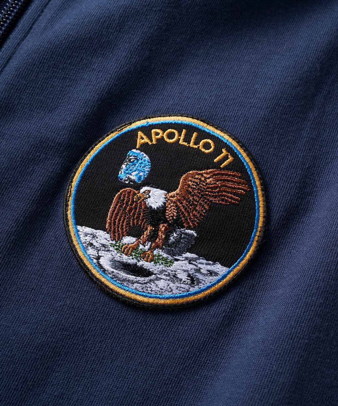 IEDIT|IEDIT[イディット]　NASA アポロ11号のミッションパッチ付き オーガニックコットンハーフジップワンピース〈ネイビー〉