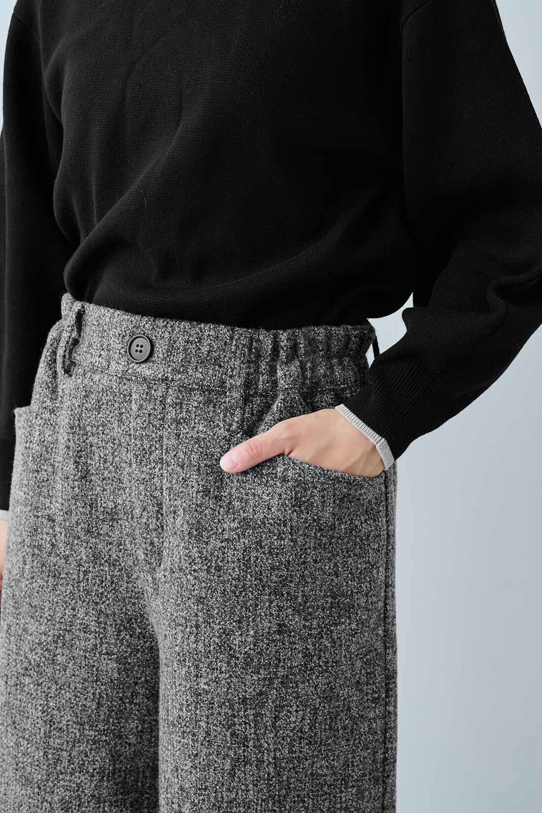 IEDIT|IEDIT[イディット]　ウールライク素材のクロップドワイドパンツ