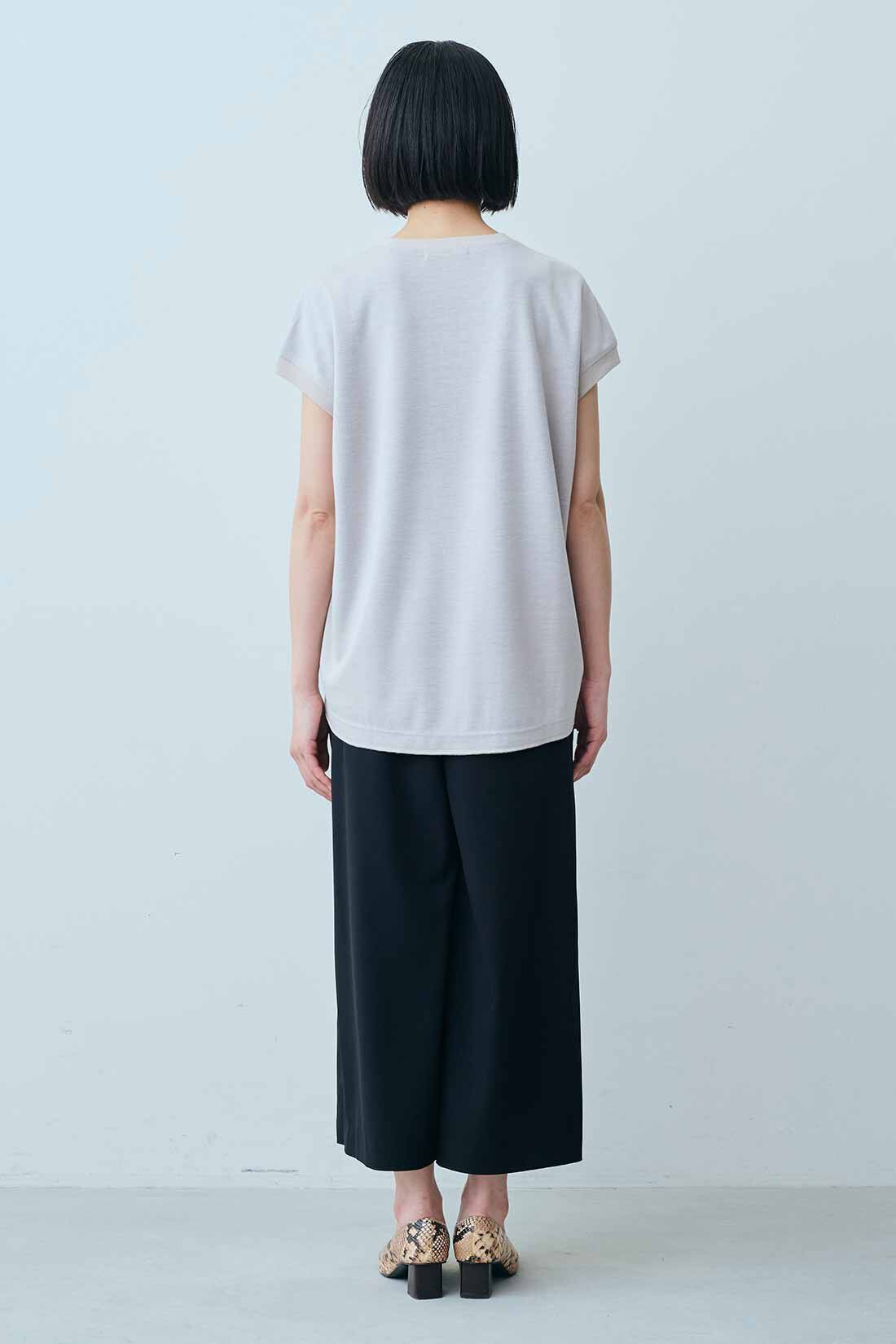 IEDIT|IEDIT[イディット]　UVカット・接触冷感・撥水（はっすい）加工がうれしい エアノビ涼やかきれい見えワイドパンツ|モデル身長：164cm　着用サイズ：M