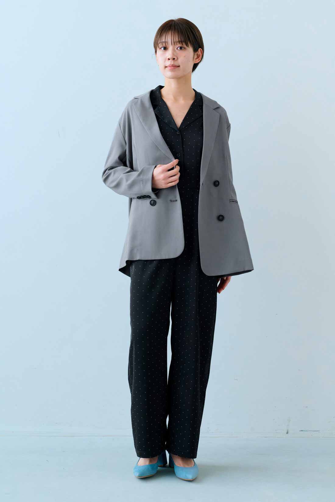 IEDIT|IEDIT[イディット]　福田麻琴さんコラボ ドットオールインワン〈ブラック〉|モデル身長：163cm　着用サイズ：M