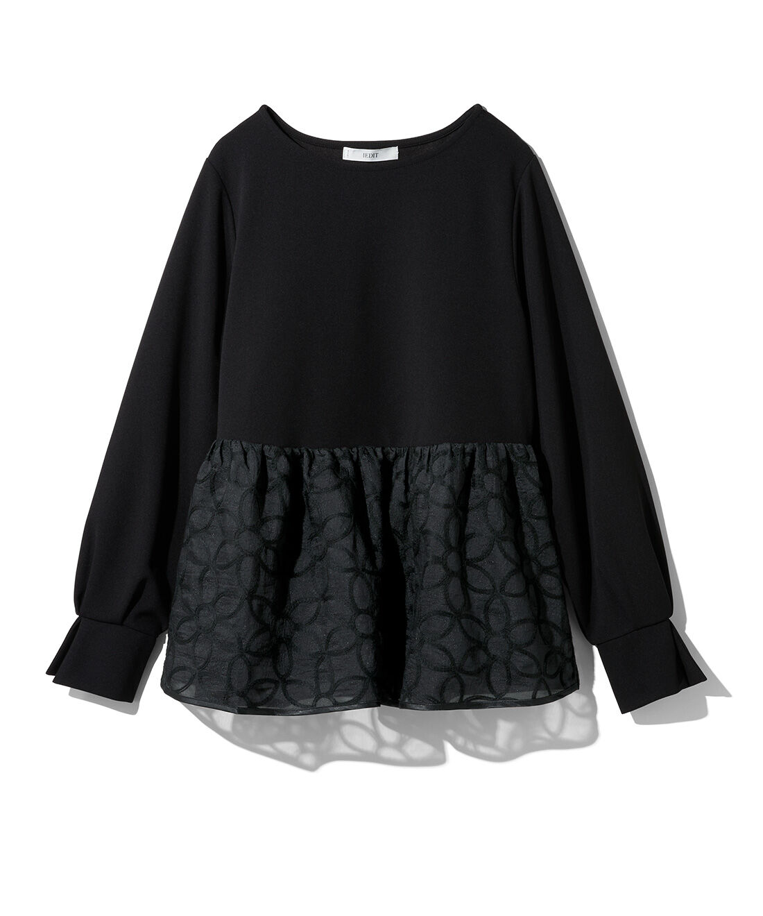 IEDIT［イディット］|IEDIT[イディット]　どんなシーンも華やかに着映える フラワーレースドッキングトップス|ノーブルブラック