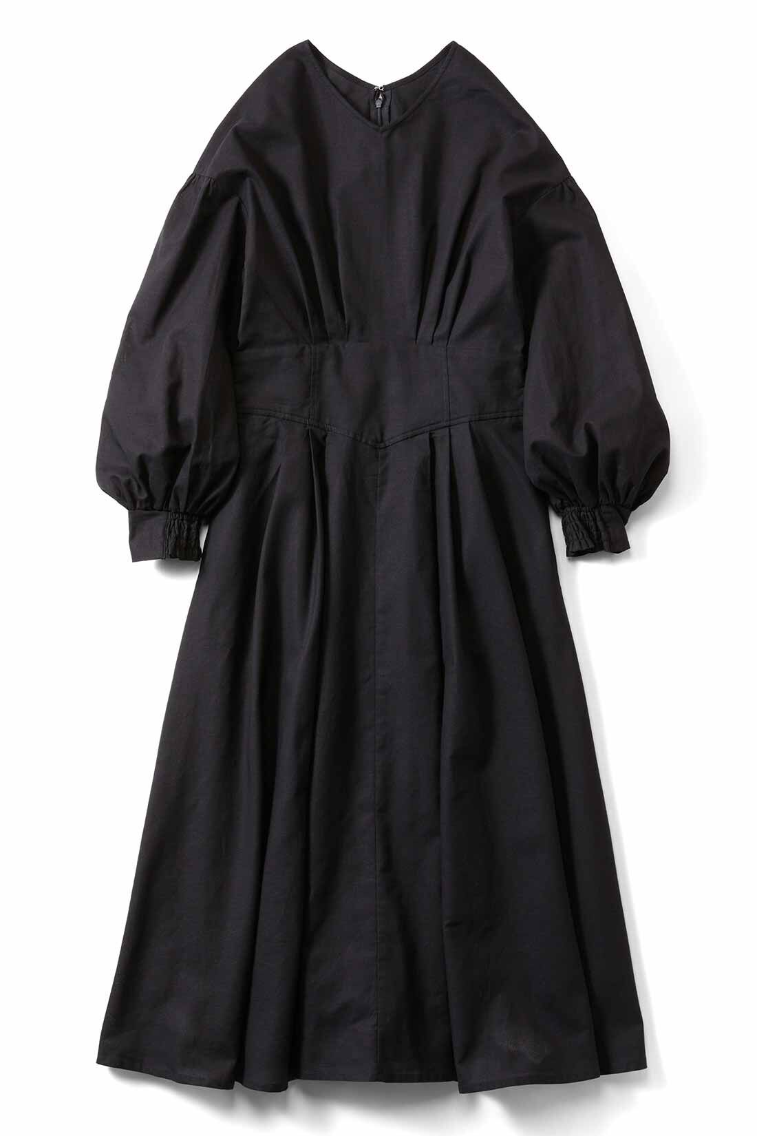 IEDIT|IEDIT[イディット]　きくちあつこさんコラボ コットンリネンのヴィンテージ風ワンピース【コーデ買いキャンペーン】|〈ブラック〉