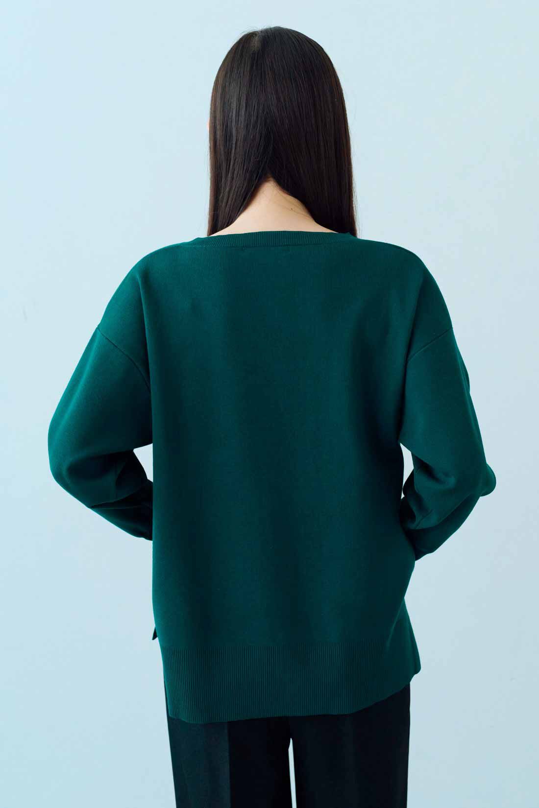 IEDIT|IEDIT[イディット]　花粉リリース＆UVカットがうれしい シルエットがきれいな上品シンプルニット