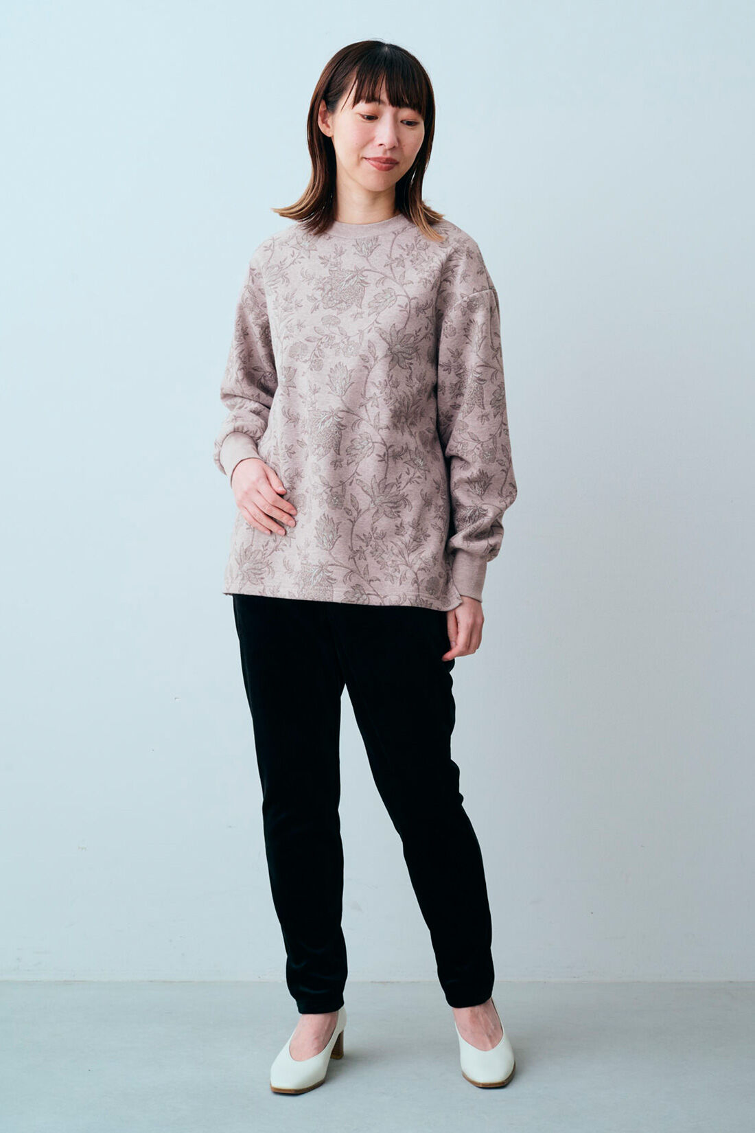 裏起毛 スウェット プルオーバー〈ピンク〉のコーディネート