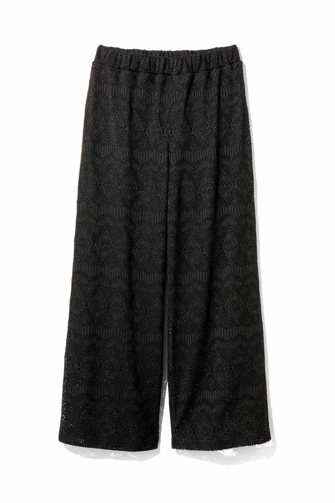 IEDIT［イディット］|IEDIT[イディット]　カットソーレースでらくちん＆涼やかなレースパンツ|〈ブラック〉