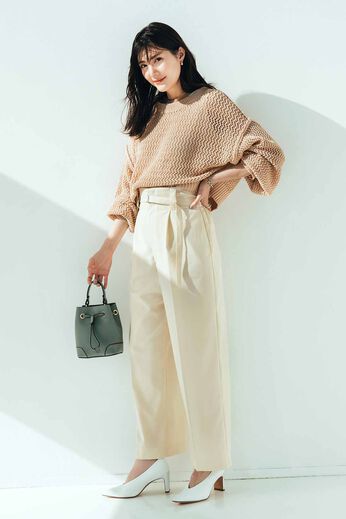 IEDIT | ベルト付きワイドパンツ〈ライトベージュ〉ＩＥ