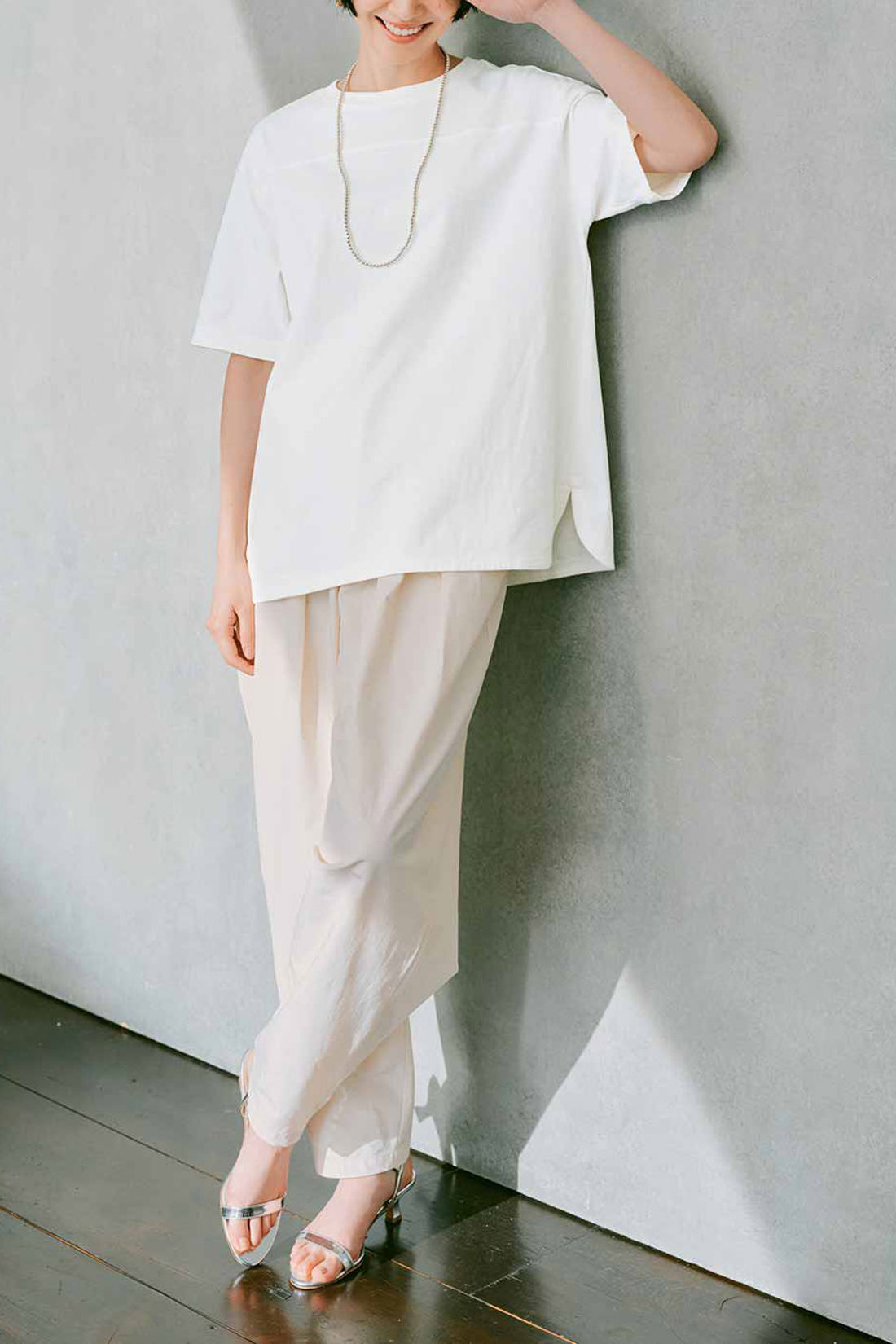 IEDIT|IEDIT[イディット]　接触冷感素材が快適なタックボリュームパンツ