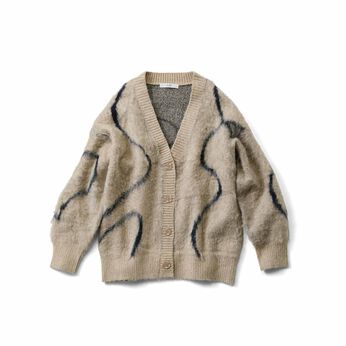 IEDIT | ライン柄起毛カーデ〈ベージュ〉ＩＥ