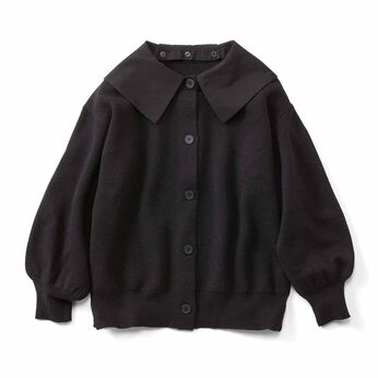 IEDIT | 異素材衿付きカーディガン〈ブラック〉ＩＥ