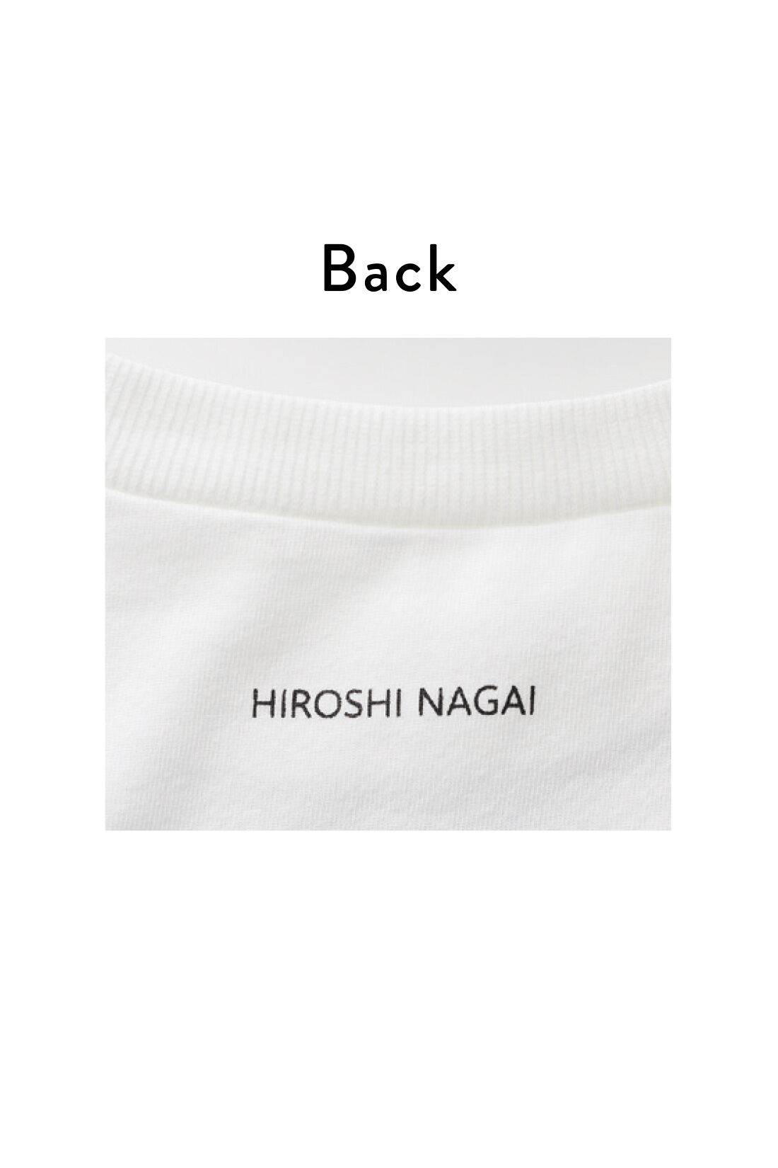 IEDIT|IEDIT[イディット]　永井博さんコラボ VACATION IN THE CITY コクーンTシャツ〈ホワイト〉|後ろの衿もとには「HIROSHI NAGAI」のロゴ入り。