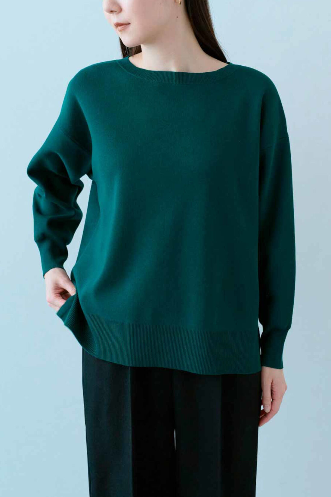 IEDIT［イディット］|IEDIT[イディット]　花粉リリース＆UVカットがうれしい シルエットがきれいな上品シンプルニット〈グリーン〉