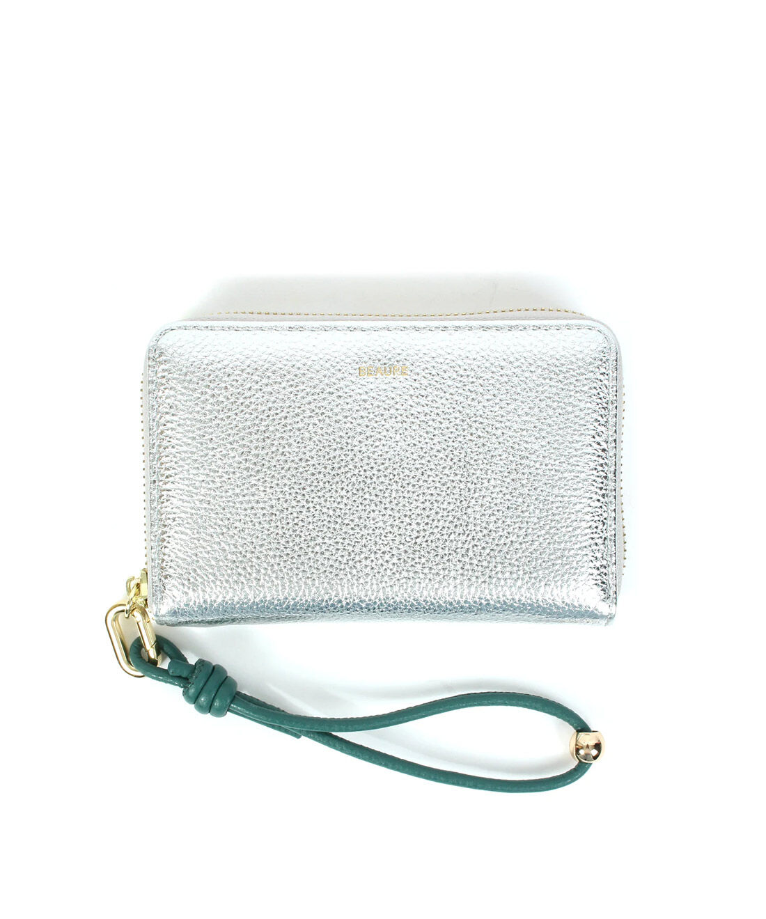 IEDIT|IEDIT[イディット] SELECT　【B-24097】BEAURE　カウレザー　ハンドストラップ付きバイカラーラウンドB7ウォレット|シルバー