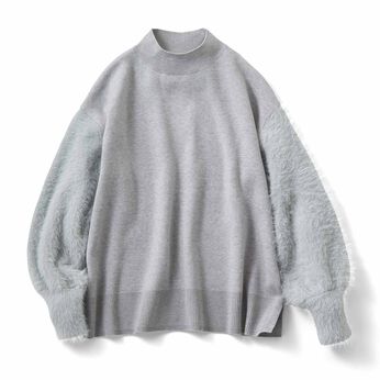 シャギー スリーブ ニット〈グレー〉