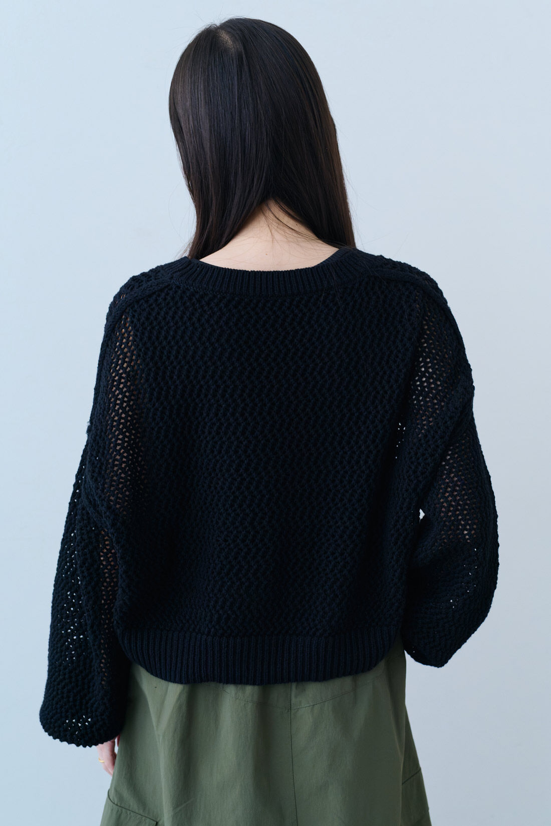 IEDIT|IEDIT[イディット]　大人にちょうどいい短め丈　コットンメッシュニットとタンクトップセット〈ブラック×ブラック〉