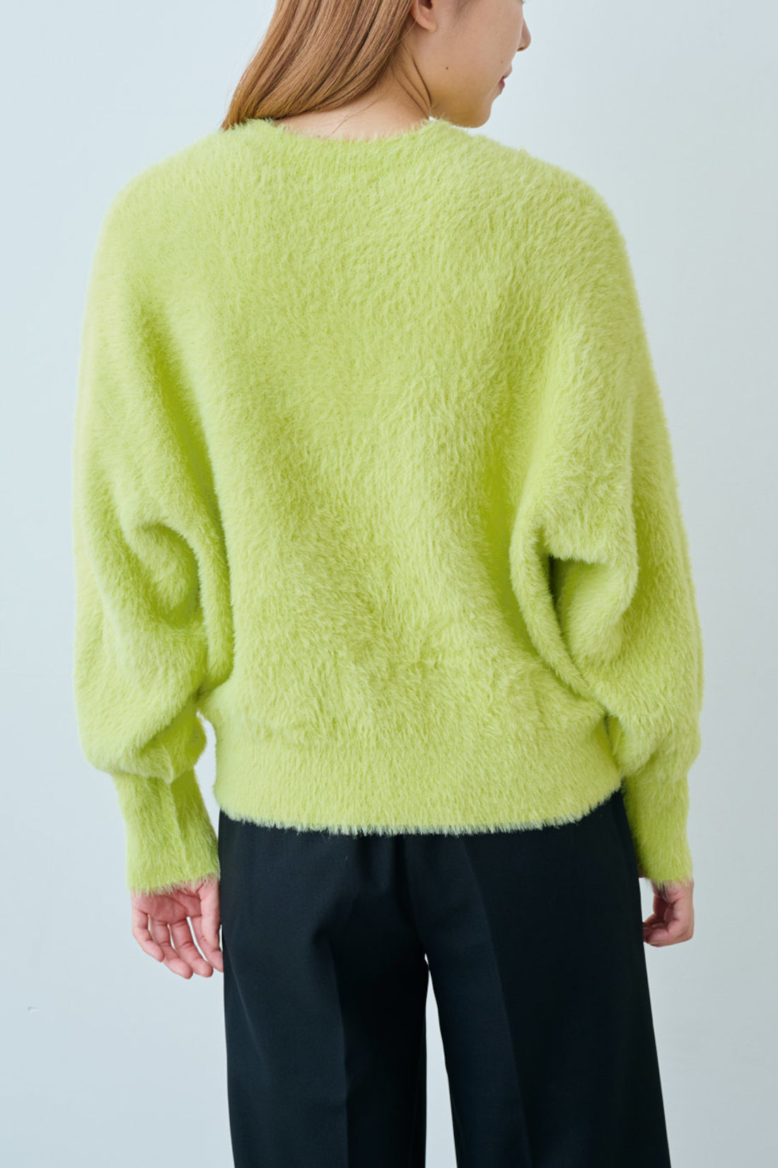 IEDIT|IEDIT[イディット]　ヘアリーシャギー素材のスパークルニット〈ライムイエロー〉