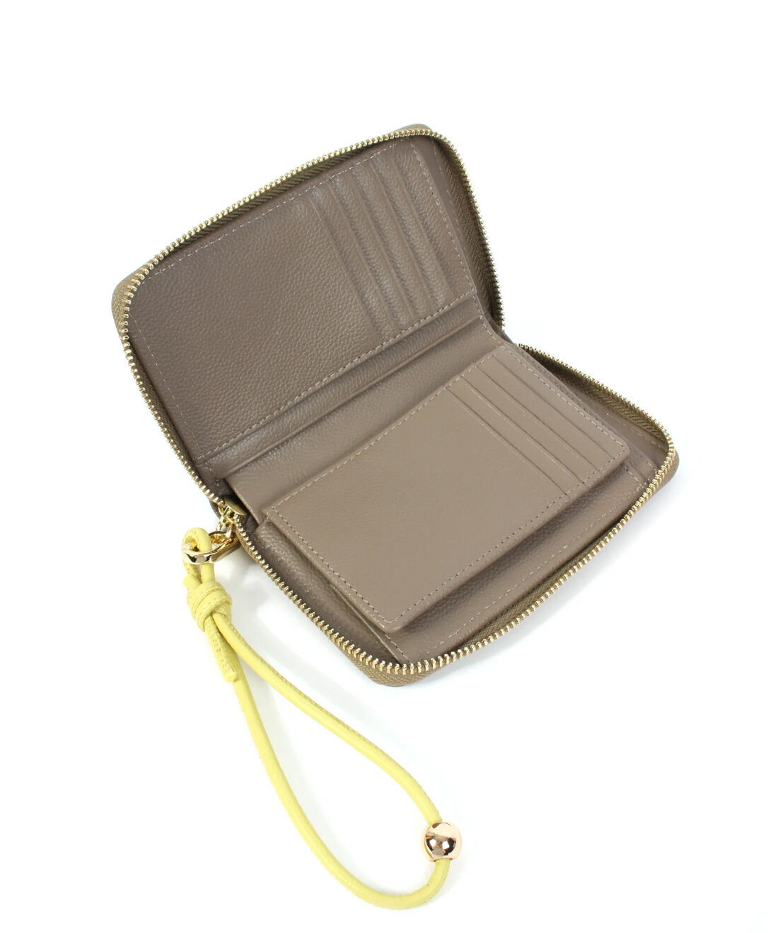 IEDIT|IEDIT[イディット] SELECT　【B-24097】BEAURE　カウレザー　ハンドストラップ付きバイカラーラウンドB7ウォレット