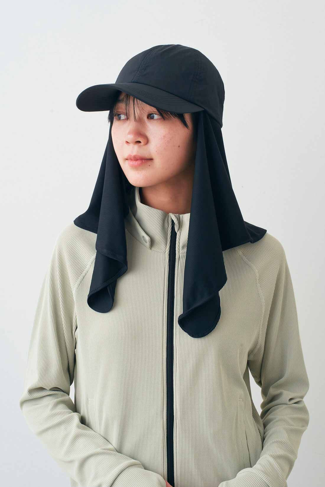 IEDIT|IEDIT[イディット]　福田麻琴さんコラボ 日よけ布付きキャップ〈ブラック〉