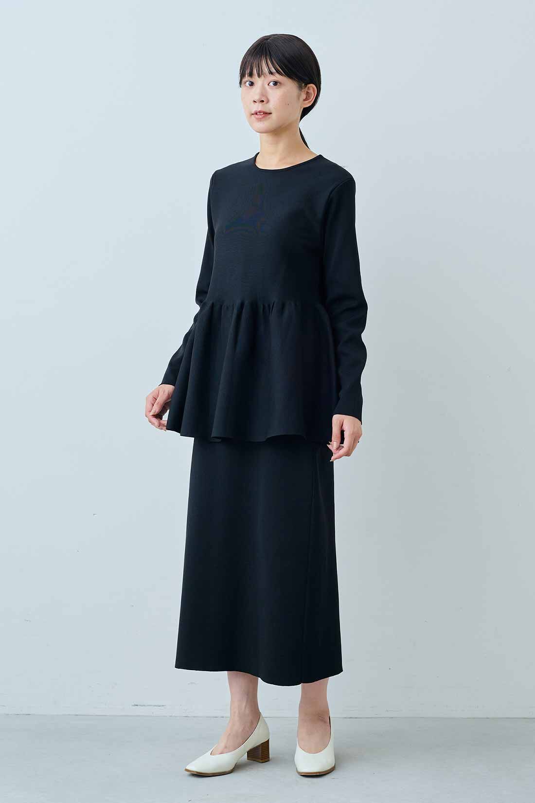 IEDIT|IEDIT[イディット]　福田麻琴さんコラボ 華やかニットセットアップ〈ブラック〉|モデル身長：163cm　着用サイズ：M