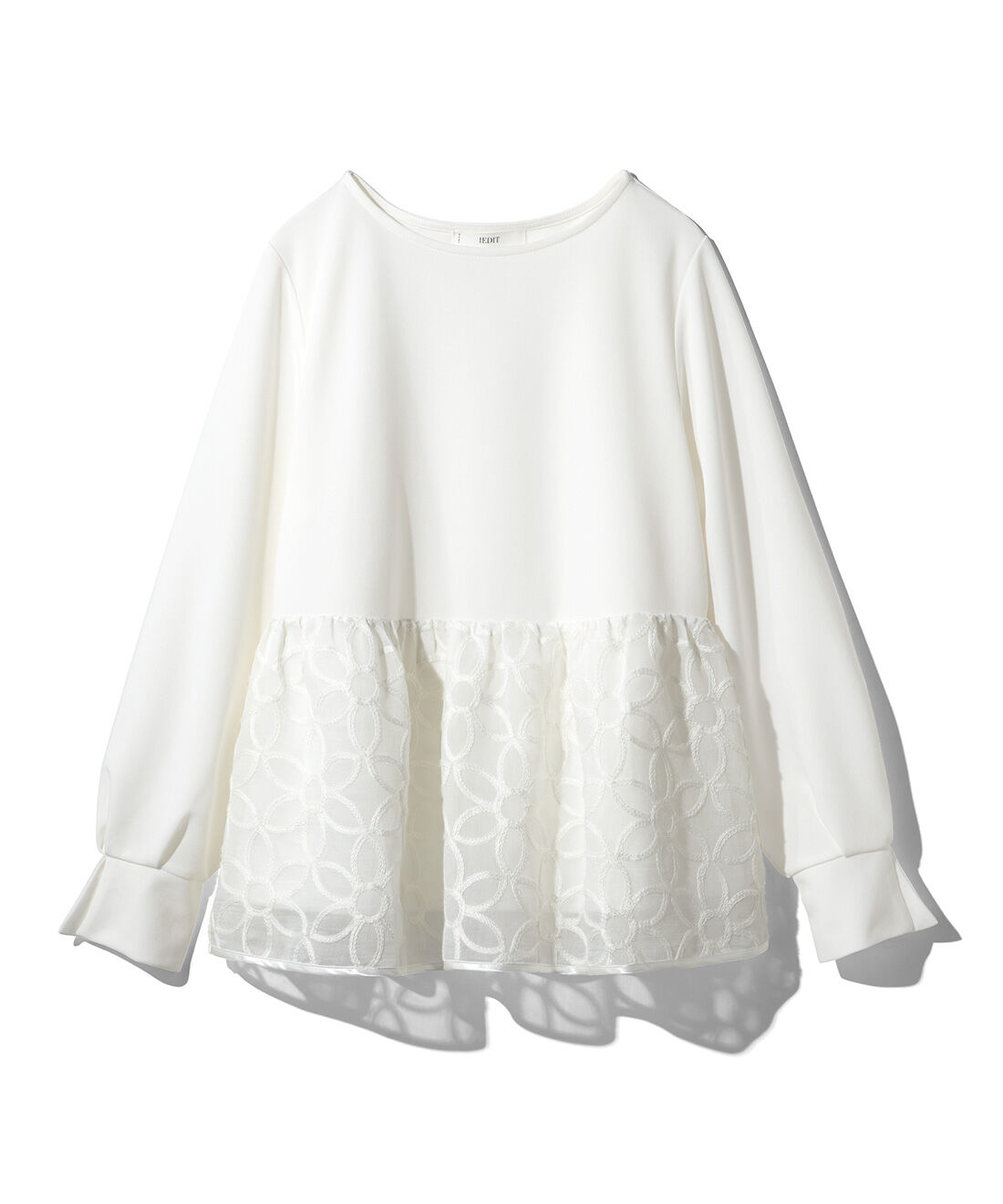 IEDIT［イディット］|IEDIT[イディット]　どんなシーンも華やかに着映える フラワーレースドッキングトップス|スノーホワイト